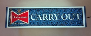 Vintage Budweiser “Carry Out” Hanging Bar Back Lighted Sign Works!