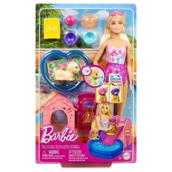 Barbie Puppy Party Puppen-Spielset Mit Welpen ZubehöR Puppe 3+ Mattel JBF35-image