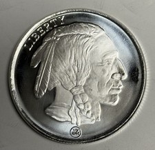 GEM BU 1 Oz Buffalo / Indian Head RMC Silver Round, .999 Fine