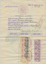  1913-14 Mexico Mining Tax Document Banco de Oro Gold Mine Sonora Revenue Stamps