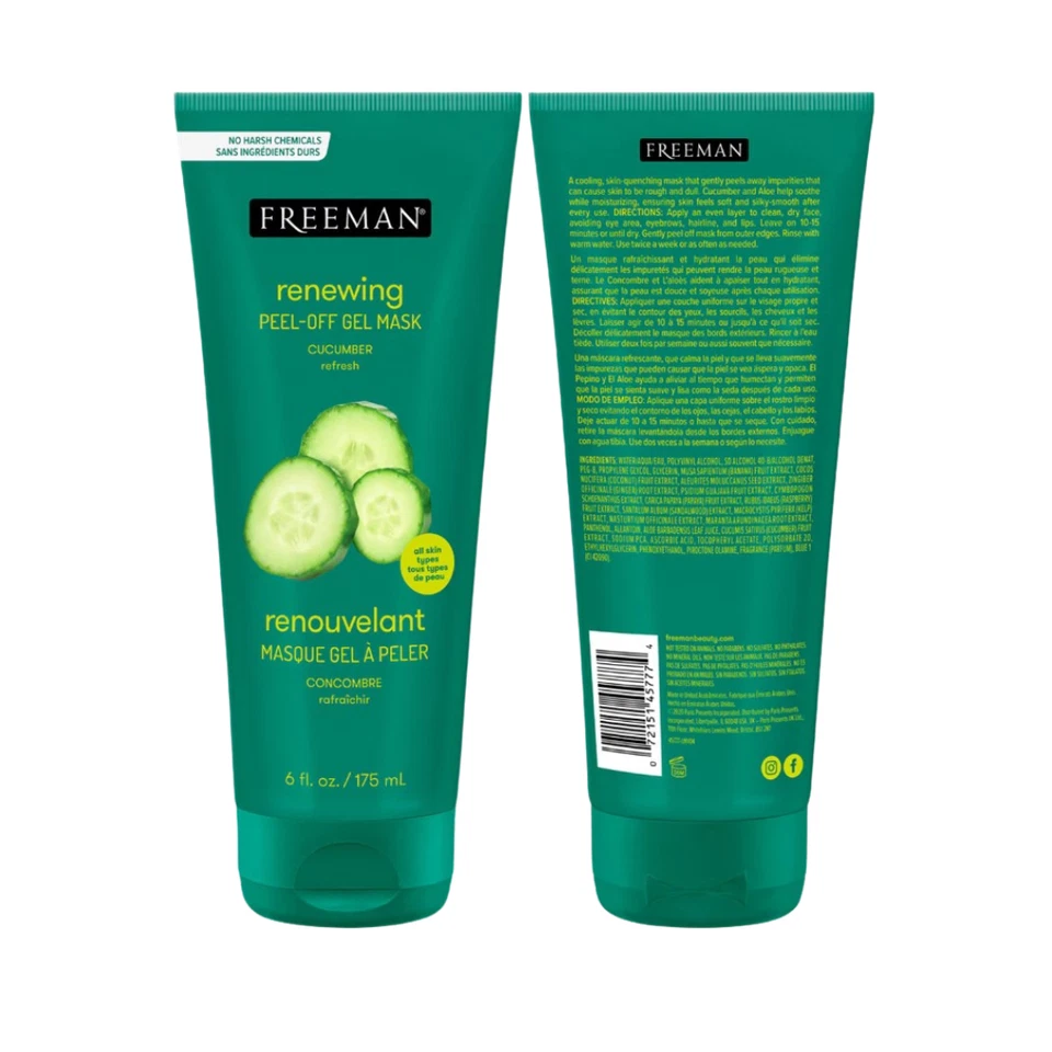 Freeman Beauty Cucumber Peel Off Gel Mask 175ml Refresh & Clarify Skin - Image 3 of 4