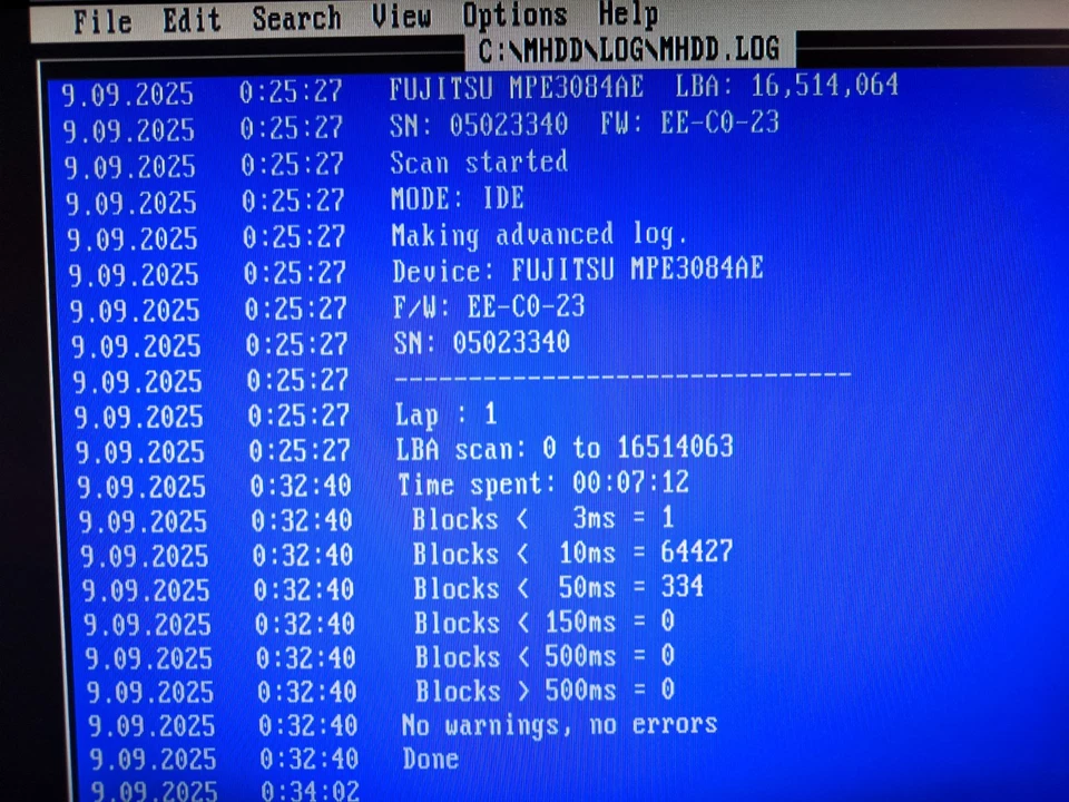 ⛁ HDD IDE Fujitsu 27 XV Series - MPE3084AE - 8.4 GB - (MS-DOS, Win 3.1, Win9x) - Immagine 4 di 4