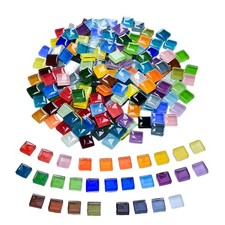 1100pcs Mixed Colors Glass Mosaic Tiles, DIY Tiles 10x10 mm, Multi-Mix