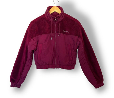 Urban Outfitters Cropped Fleece  Jacket Red XS Iets Frans burgundy 