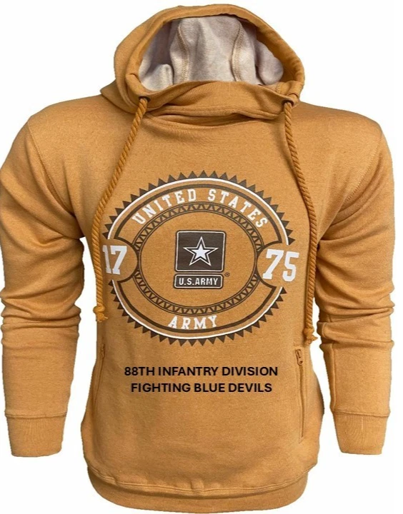 88TH INFANTRY DIVISION* FIGHTING BLUE*U.S. ARMY VINTAGE PREMIUM CAMEL HOODIE - Picture 1 of 1