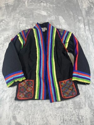 Vintage Marco Polo World Traveler Jacket Thailand Cotton Embroidered Large
