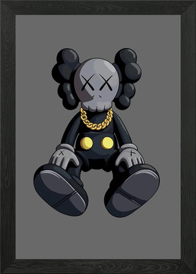 Kaws mit Goldkette gerahmtes Wandbild Poster Leinwanddruck Bild