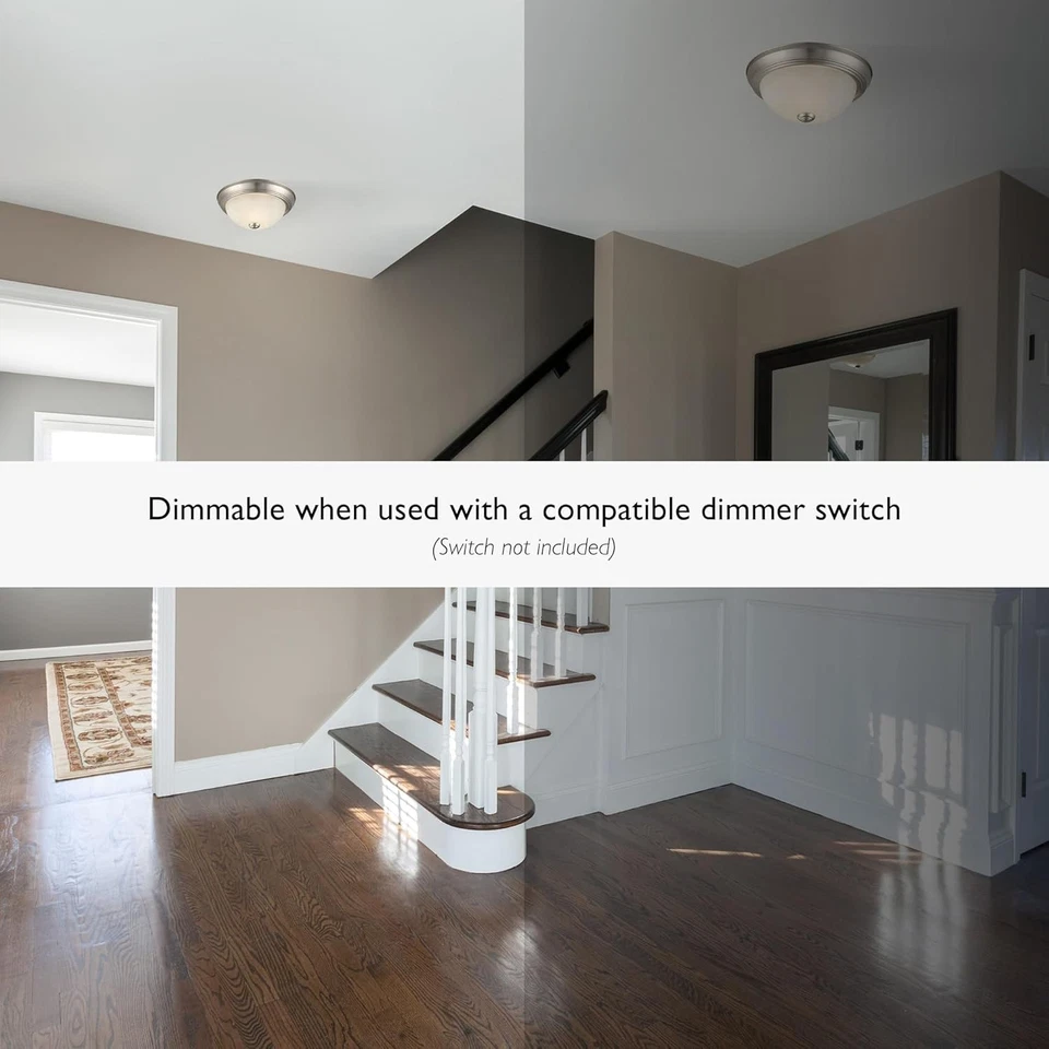 Design House 吸顶灯,吸顶灯,可调光,使用 2 件装,缎面镍  — 第 4/4 张图片