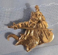 Vtg Cat & Fiddle Gold Plate Pin Broach Museum...