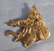 Vtg Cat & Fiddle Gold Plate Pin Broach Museum Of Fine Arts Boston Beautiful 2