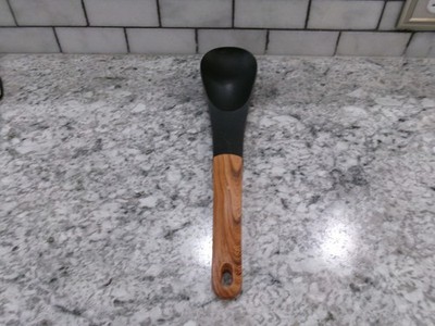 Silicone Multi-Function Spoon/Serving Utensil,  Faux Wood Handle, 12''