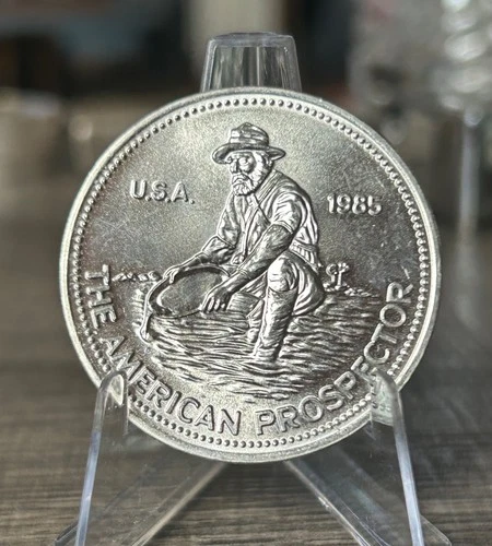 1985 ENGELHARD THE AMERICAN PROSPECTOR FINE SILVER ROUND