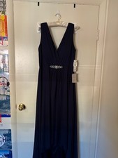 Eliza J Embellished High Low Dress Navy Blue, size 14 Brand new with tags