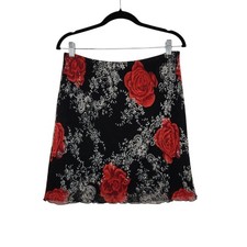 Vintage y2k Fashion Bug Large Mini Skirt Micromesh Floral Flowers Roses Fairy