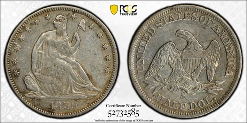 1859 S 50C Seated Liberty Half Dollar PCGS XF Details Key Date Early US Type