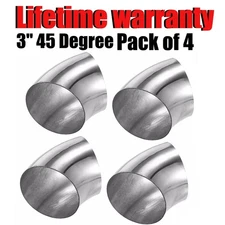 4pcs OD 3 Inch 45Degree Mandrel Bend Elbow SS304 Stainless Steel Bend Tube Pipe