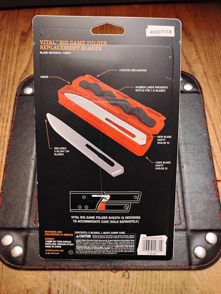 Сменные лезвия для папки Gerber Vital Big Game «Тупой наконечник» 5 лезвий и довольно футляр - Изображение 2 из 2