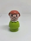 #2 HTF Vintage Fisher Price little people lime green girl brown hair 182