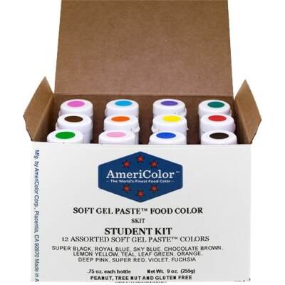 AmeriColor Student Kit, Soft Gel Paste, 12 .75 Ounce Bottles