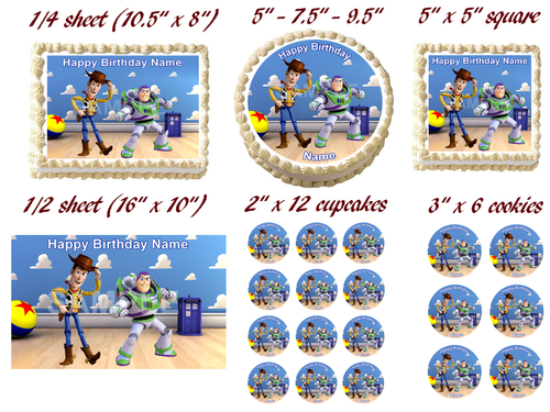 WOODY AND BUZZ LIGHTYEAR Toy Story Edible cake topper image Party - Picture 2 of 10