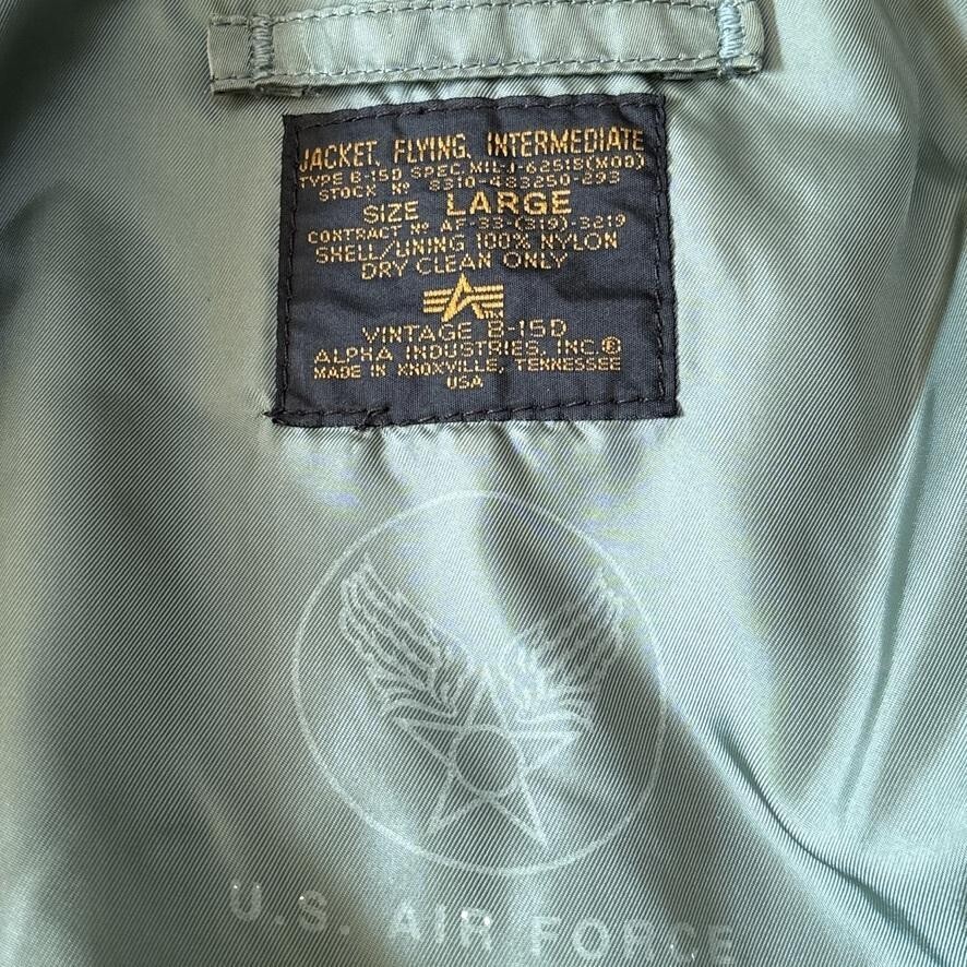USA製 90's ALPHA type B-15D flight jacket Vintage 90s B-15D US Air Force Alpha Industries Bomber