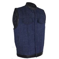 Men's Dark Blue Denim Club Vest with Gun Pockets MV320-ZP-D.BLU.DENIM