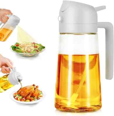 2 in 1 Öl Sprühflasche Nachfüllbar Glas BBQ Kochen Olivenöl Sprüher Spender