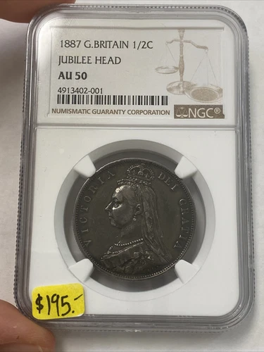 1887 Great Britain 1/2 Crown NGC AU 50 