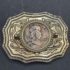 Benjamin Franklin 90% Silver 1952 Half Dollar Belt Buckle #006