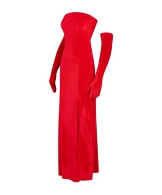 miscreants red dress Miscreants Red Velvet Cupid Dress with Gloves &