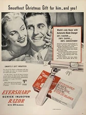 1946 vintage ever sharp razor blade print ad. Smoothest Christmas Gift For Him