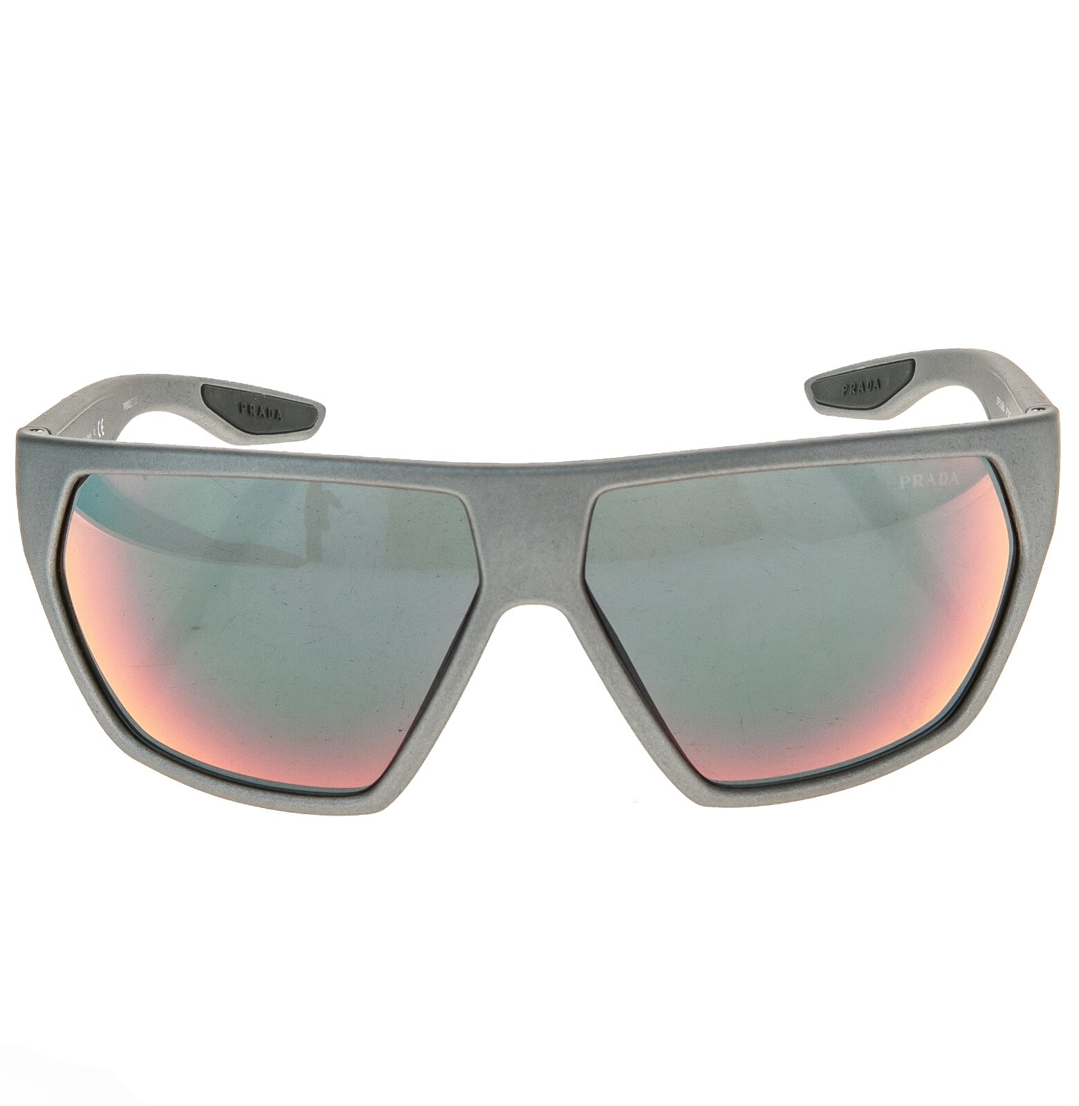 PRADA LINEA ROSSA ACTIVE 08U Silver Red Mirrored Sport Sunglasses PS08US Wrap image 10