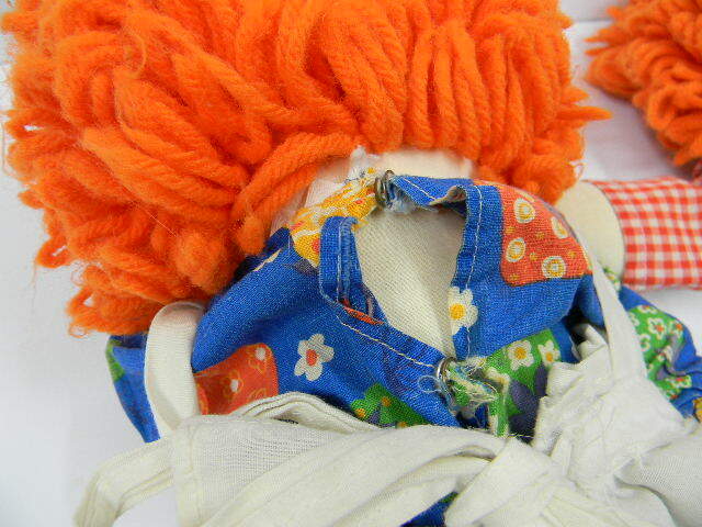 Vintage Raggedy Ann & Andy Dolls Orange Hair Hand Made in Need of