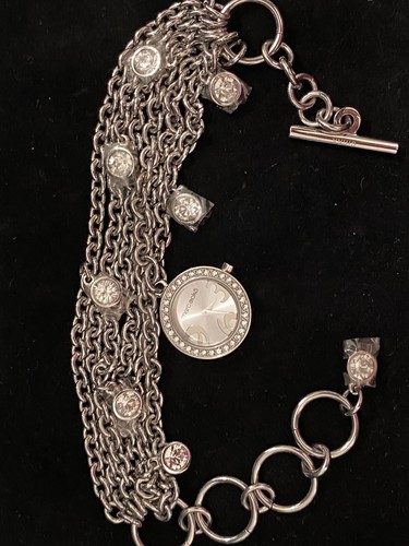 MARC ECKO Multi Chain Bracelet Women Wrist Watch E12506L1 Silver Quartz #26 New - Picture 6 of 7