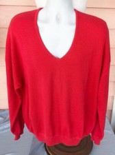 ST. CROIX KNITS Mens V-Neck Sweater Lightly Textured MADE IN USA Dark Pink Pullo
