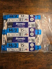 Romex Southwire SIMpull NM-B Wire 14/3 15 ft Indoor Copper Cable Wire