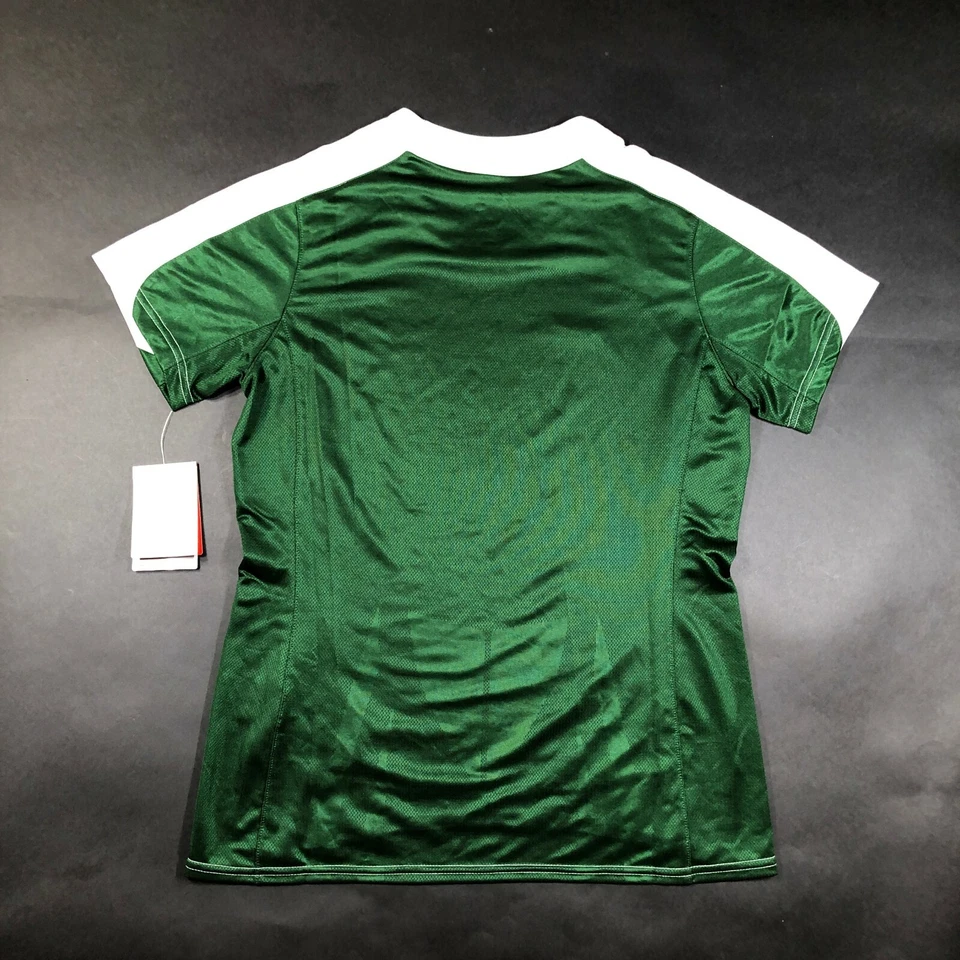 Camiseta deportiva de fútbol Nike para niñas jóvenes M verde brillante blanca cuello en V calce seco nueva con etiquetas Foto 4 de 4