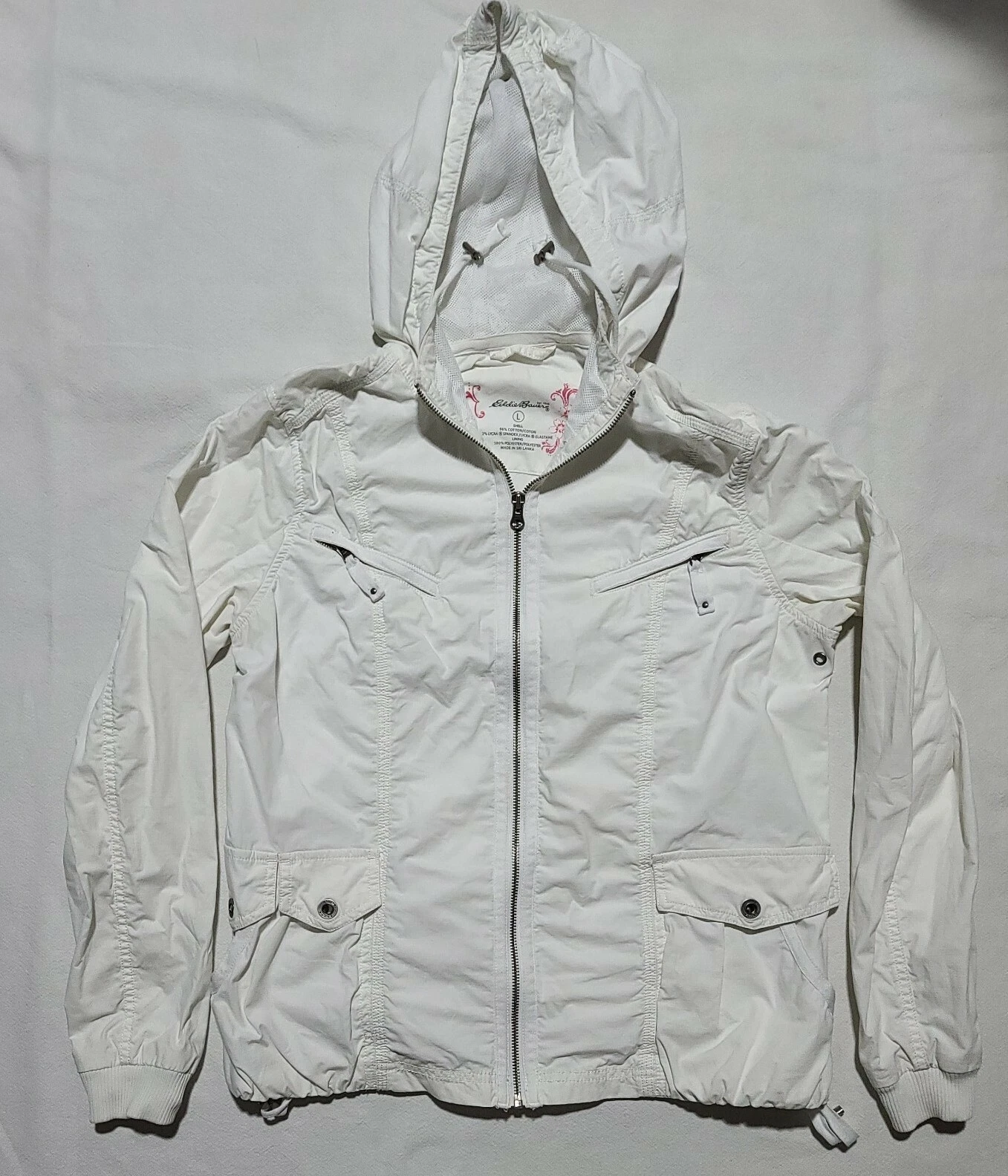 Eddie Bauer Womans Size L Classic Jacket white Cotton