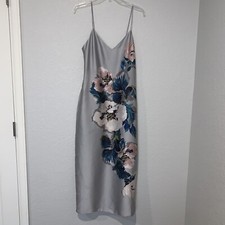 NEW ZARA FLORAL SLIP DRESS PEARL GRAY EXTRA SMALL XS 8838/326