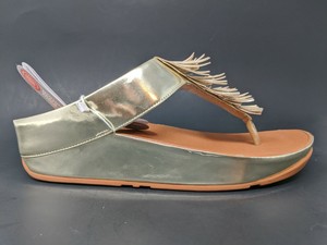 Fitflop Cha Cha Fringe Metallic Gold Toe Thong Sandal Shoes Womens Size US 8 | eBay