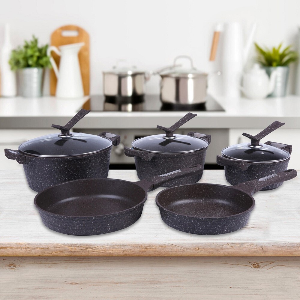 DC DiClasse Set of 8 Nonstick Pots Pans Aluminum Glass Lids Cookware Kichen Home