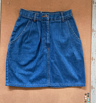 Vintage Hang Ten Denim Mini Skirt Sz 3/4 Y2K High Rise 90s Jean Skirt