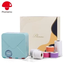 Green | M02S Bluetooth Thermal Printer Labels Photos Printing + 6 Rolls Papers