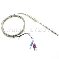 2m Cable RTD Pt100 Temperature Sensor 100mm Stainless Probe 3 Wires -50~450 ℃