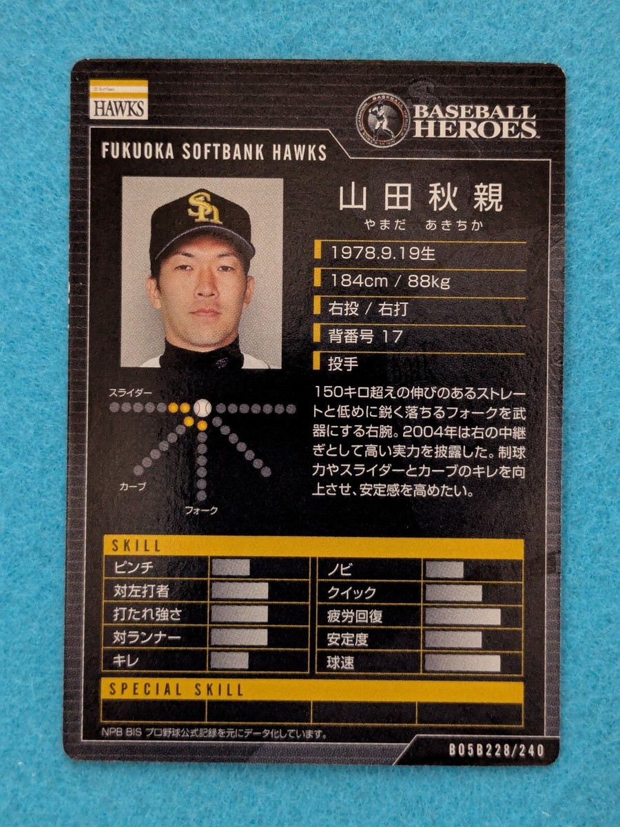 AKICHIKA YAMADA SOFTBANK HAWKS 17 BASEBALL HEROS KONAMI 2005 Japan