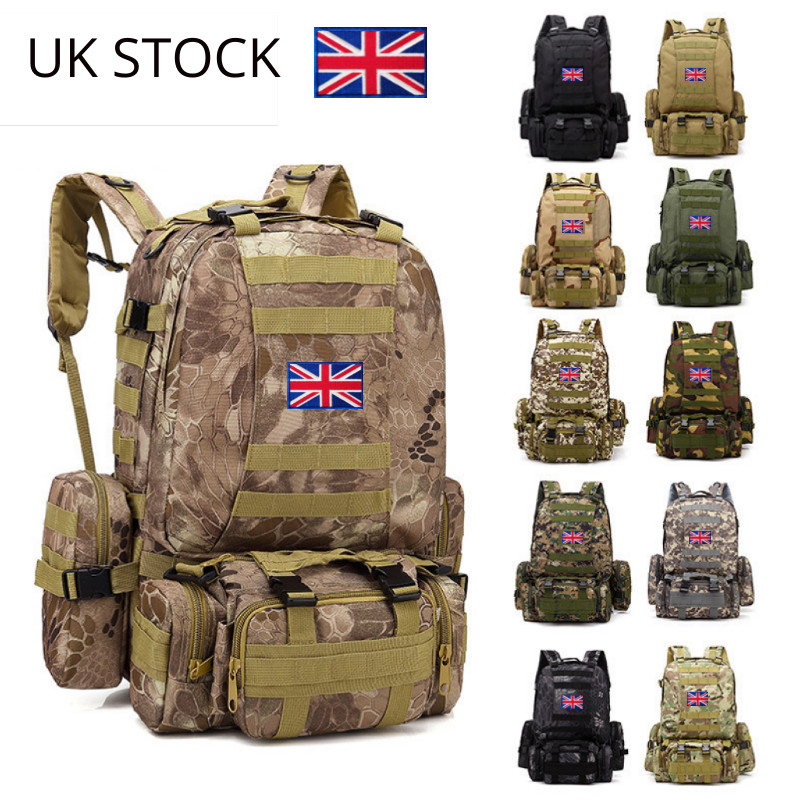 55L 4 en 1 Mochila Grande Exterior Ejército Mochila Militar Táctica Molle Asalto