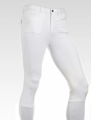 Tattini Hommes Culottes Acero Avec Daim Genou Patch Blanc 34S TD191 BB 01 - Photo 1/3