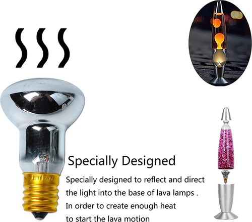 4 Pack Light Bulbs For Lava Lamps 120v 25watt R12 R39 E17 Reflector Bulbs Set - Picture 3 of 7
