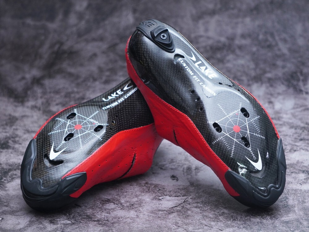 LAKE CX402 サイズ44 LAKE CX402 Kangaroo Leather Cycling Shoes: White/Black EU48