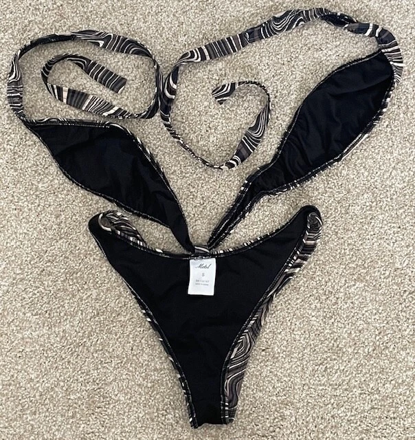 Traje de baño Motel Rocks animal estampado de cebra de una pieza superior/inferior atado trasero talla pequeña Foto 2 de 2